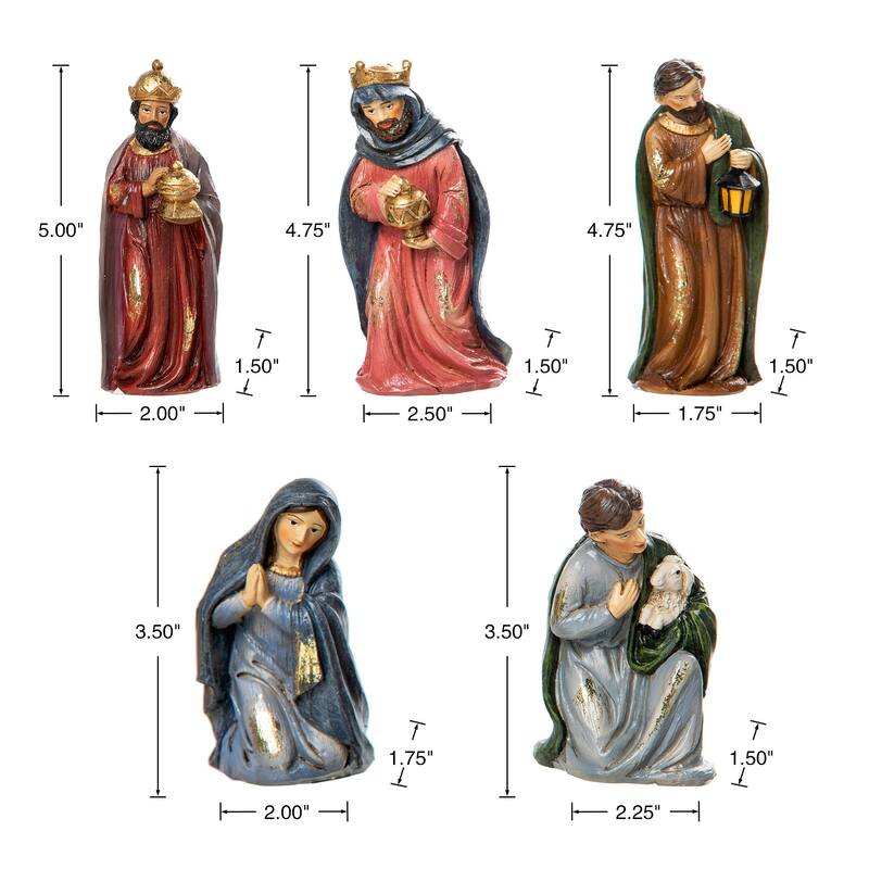 Glitzhome 11 Piece Multi-Colored Resin Nativity Figurine Set