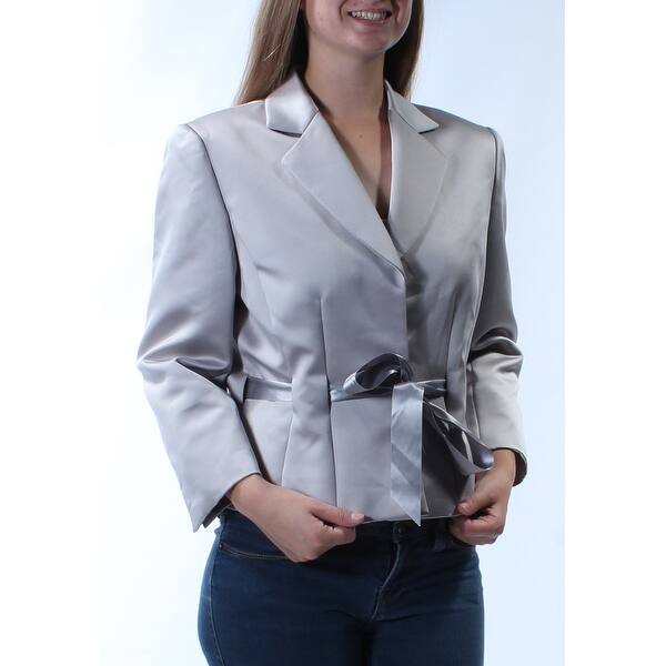 Shop Tahari Womens Silver Collared Blazer Wear To Work Jacket Size