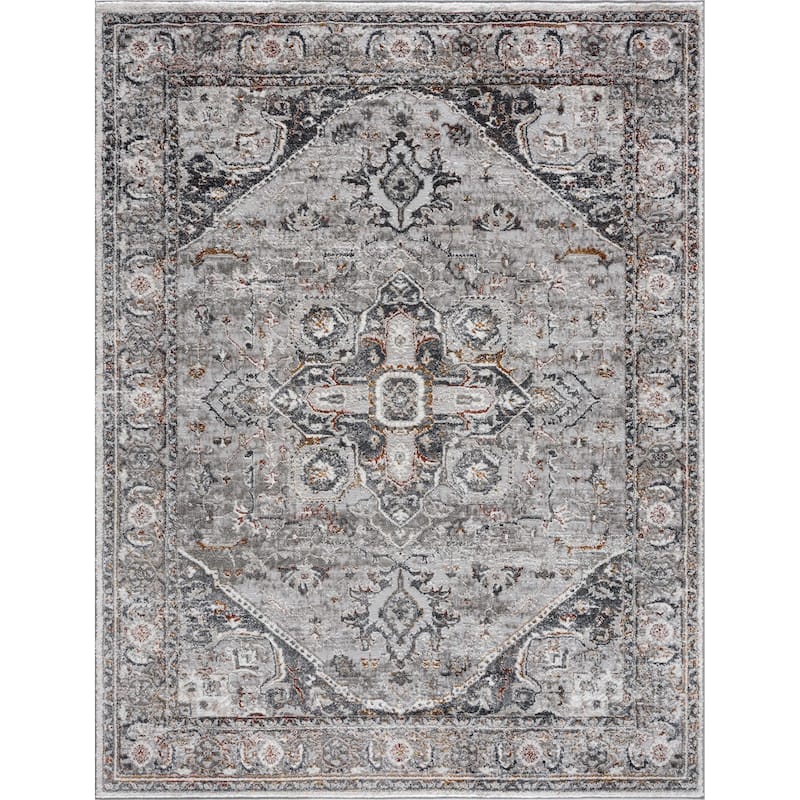 Hauteloom Liverpool Living Room, Bedroom Area Rug - Traditional - Charcoal,Medium Gray,Light Gray - 2' x 3'