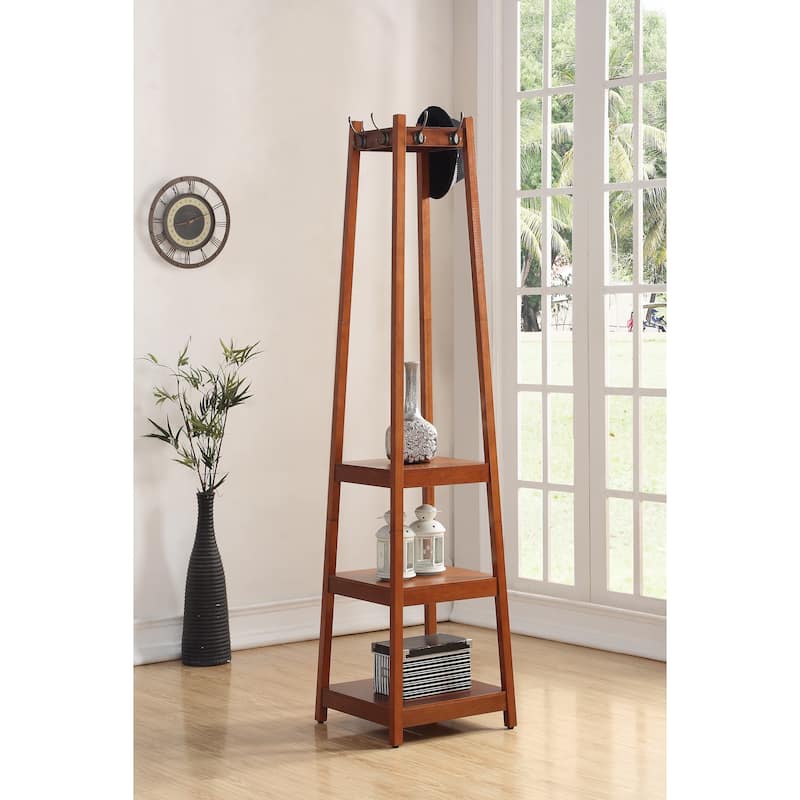 Roundhill Furniture Vassen 3-tier Storage Shelf Standing Coat Rack