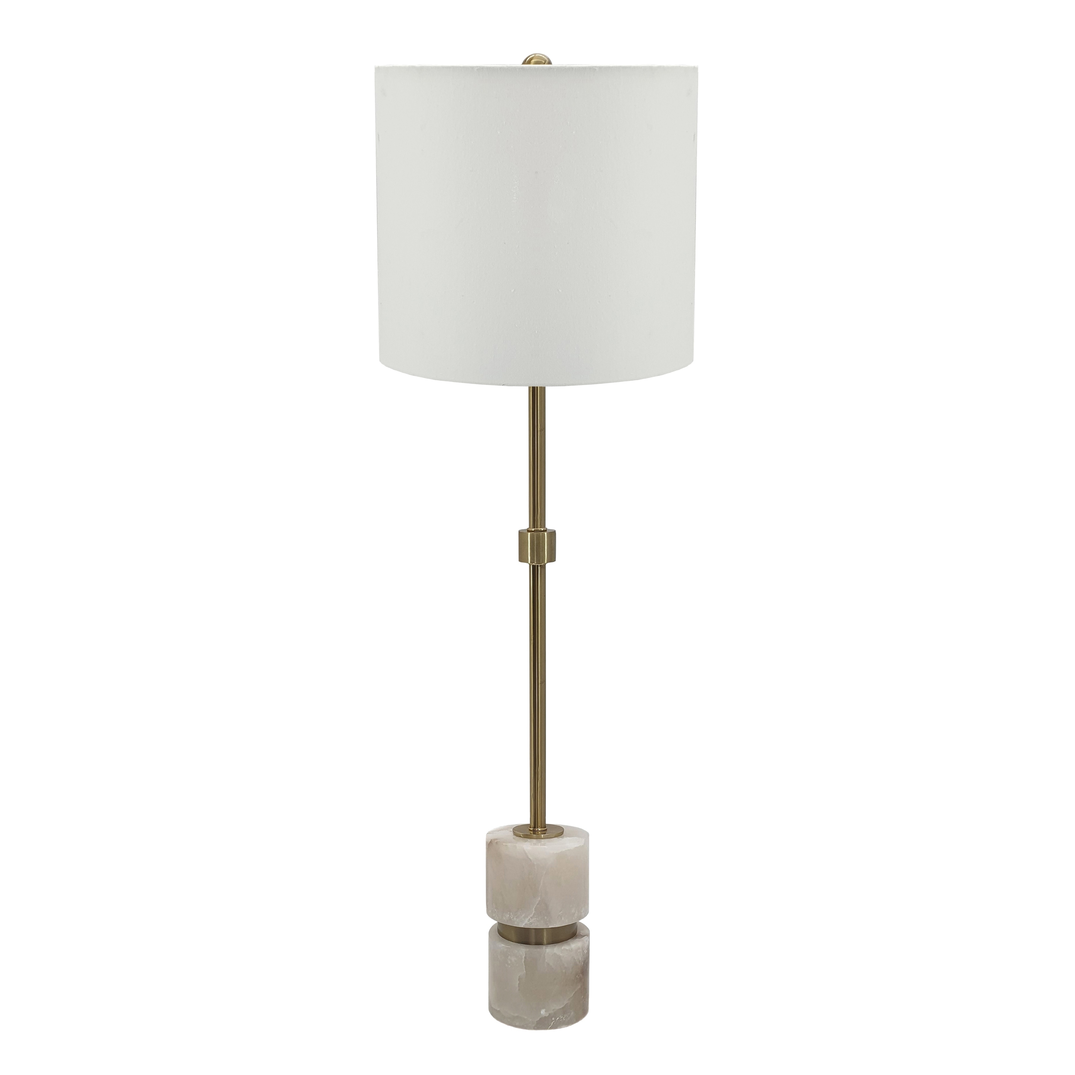 A&B Home Ipori Alabaster and Metal Buffet Lamp - White/Brass