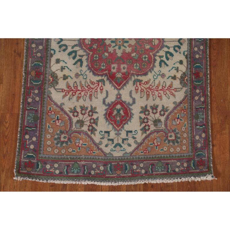 Tabriz Persian Accent Rug Hand-Knotted Floral Wool Carpet - 3'1"x 4'9"