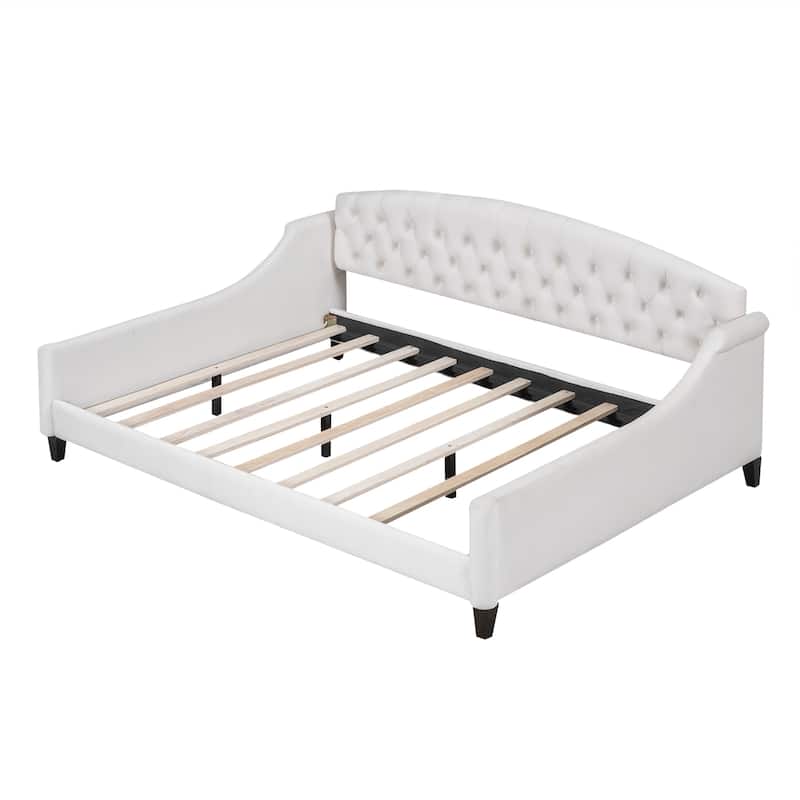 Velvet Daybed with Button Tufted Backrest