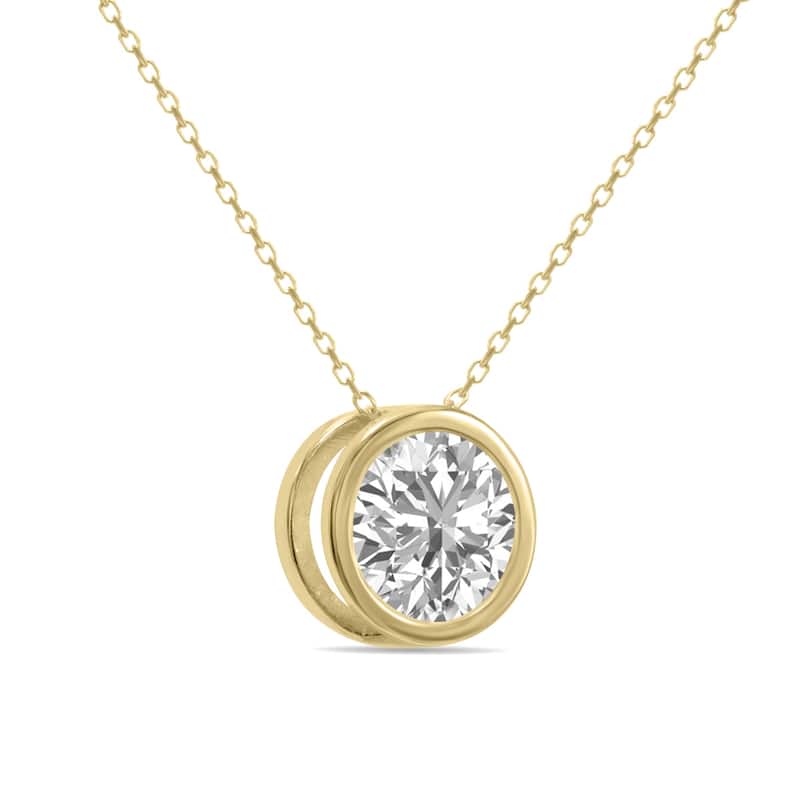 Marquee 2 Carat Lab Grown Diamond Bezel Pendant in 14K Yellow Gold