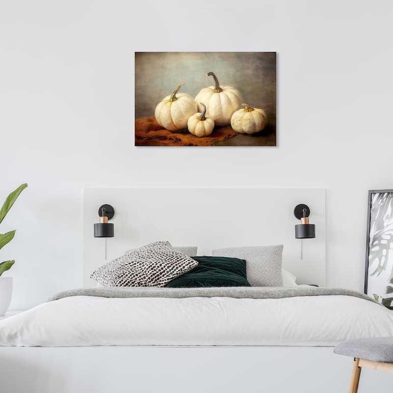 Wynwood Studio Canvas Food and Cuisine Pumpkin Variety White and Cream White Rustic Wall Art Canvas Print - 36 x 24