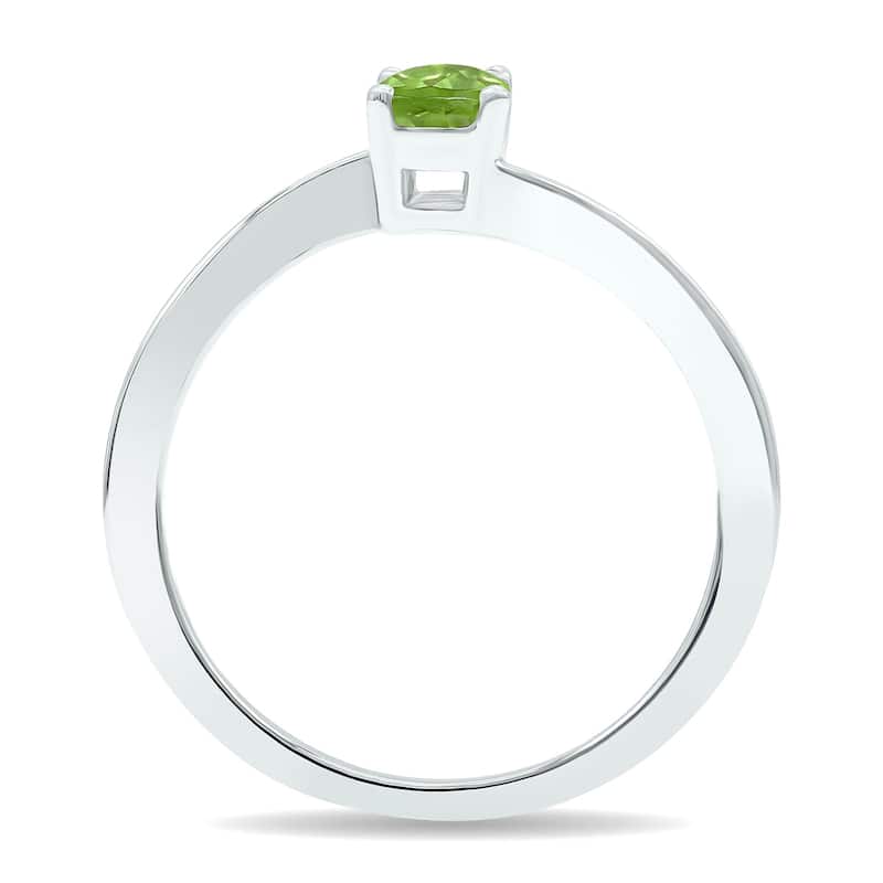 Women's Solitaire Peridot Wave Ring in 10K White Gold