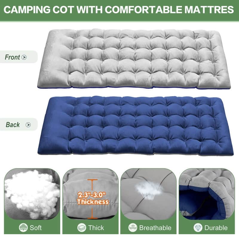 Folding Camping Cot Bed, 1200D Layer Oxford Travel Cots with Carry Bag