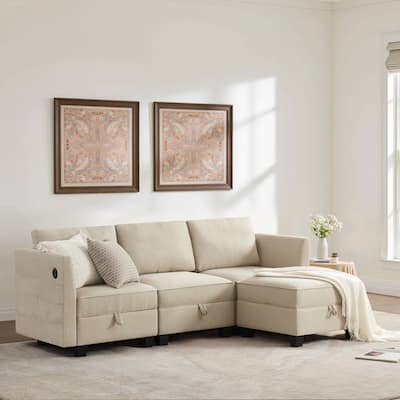 Billy 86" Modular 4-Piece Storage Sectional Sofa