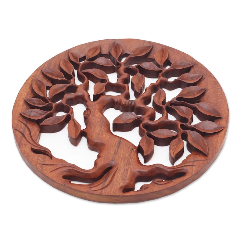 Novica Handmade Venerable Tree Wood Relief Panel