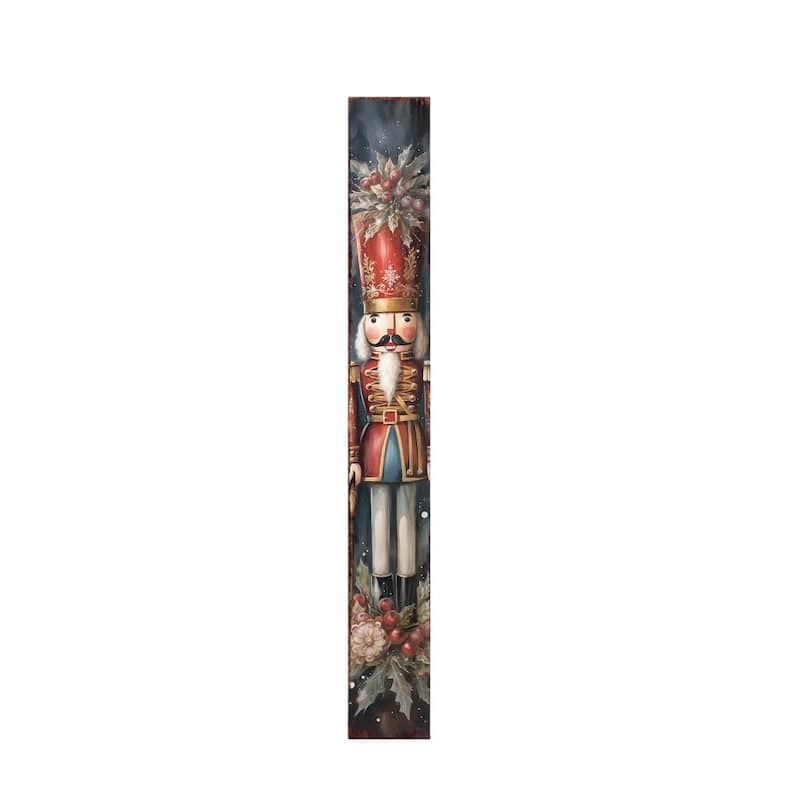 HomeRoots 72" Black And Red Solid Wood Christmas Nutcracker Porch Sign