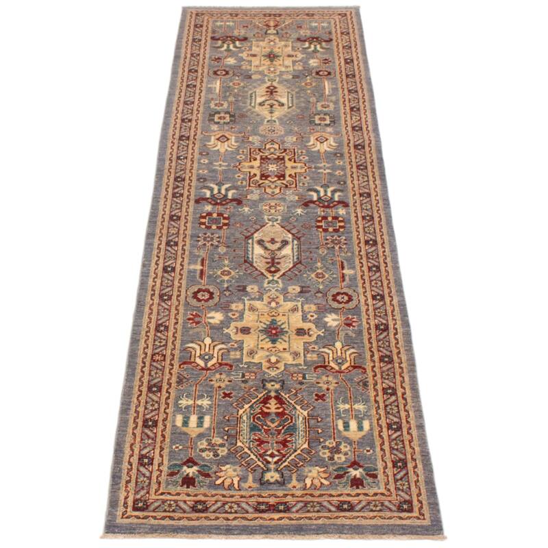 ECARPETGALLERY Hand-knotted Aryana Grey Wool Rug - 2'8 x 9'7