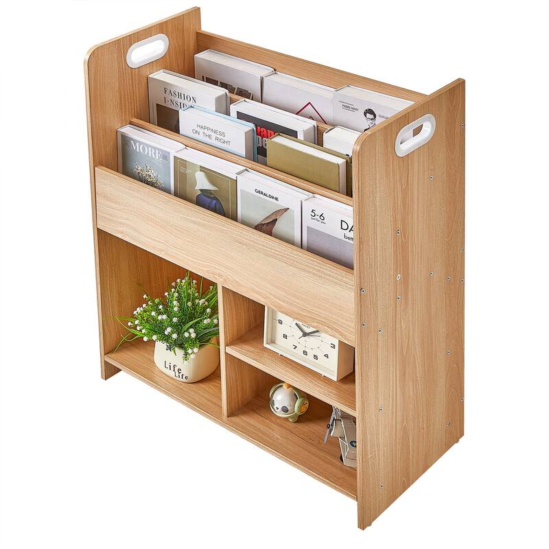 VECELO Kids Bookshelf, Wooden Toy Storage Cabinet Organizer or Kids Room, Bedroom, Nursery, Kindergarten, Bookcase with Shelves