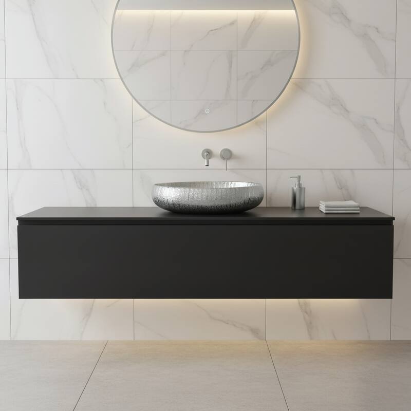 Luxury Modern Vessel Bathroom Sink - Silver - 23" x 15"