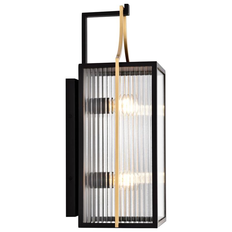 Holden Large Outdoor Lantern Gold and Black Finish Clear Glass - Black / Gold