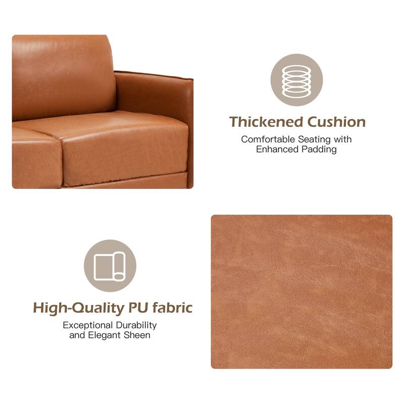 Modern double sofa for small spaces with storage, 2 soft cushions