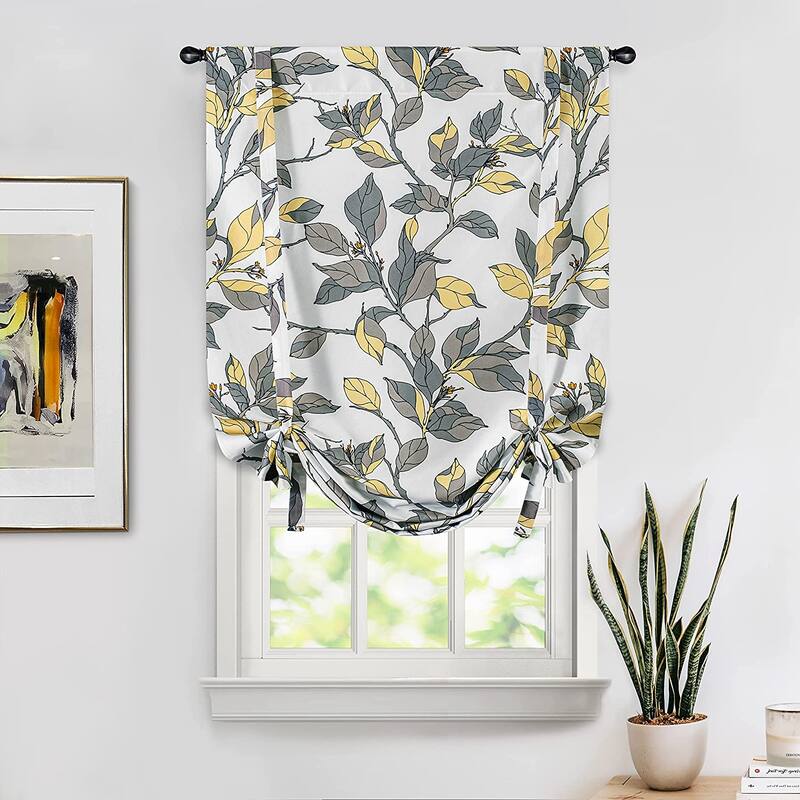 DriftAway Ryan Sketch Floral Branch Leaves Tie Up Curtain