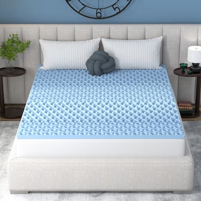Vibe 2" Cool Pod Convoluted Gel Memory Foam Mattress Topper