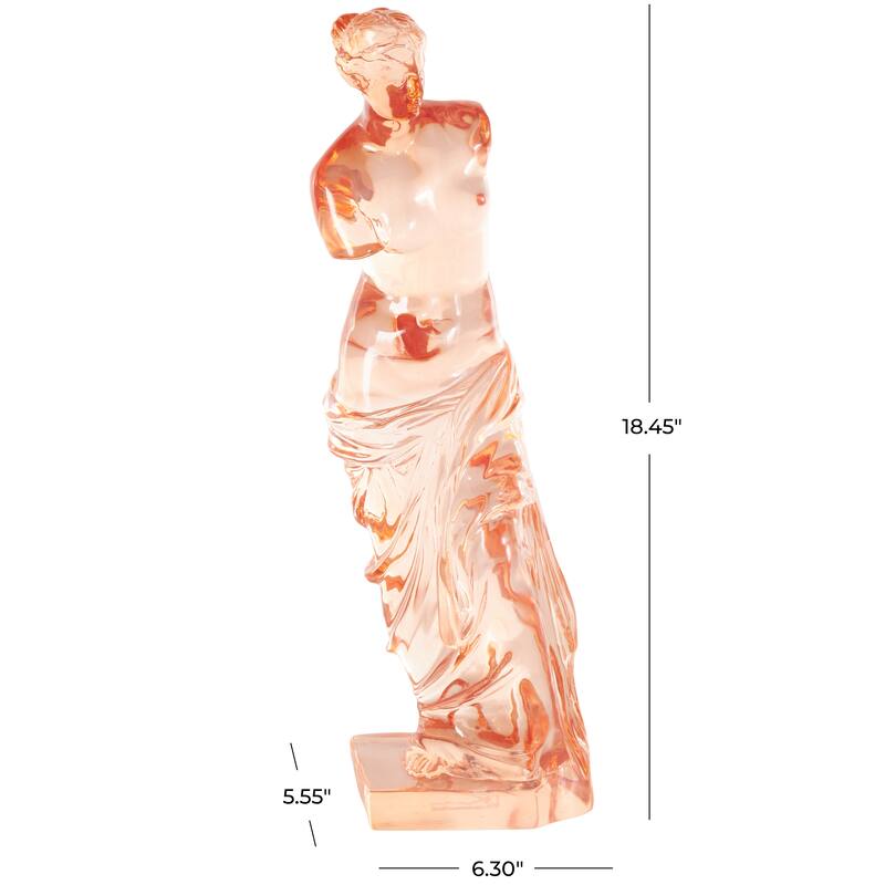 Light Blue, Orange or Green Resin Tinted Woman Decorative Sculpture