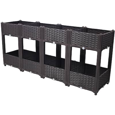 Modern Minimalist Garden Bed with Drainage Plug Raised Bottom Drainage Holes, for Vegetable Flower Herb Outdoor - 8' x 10'