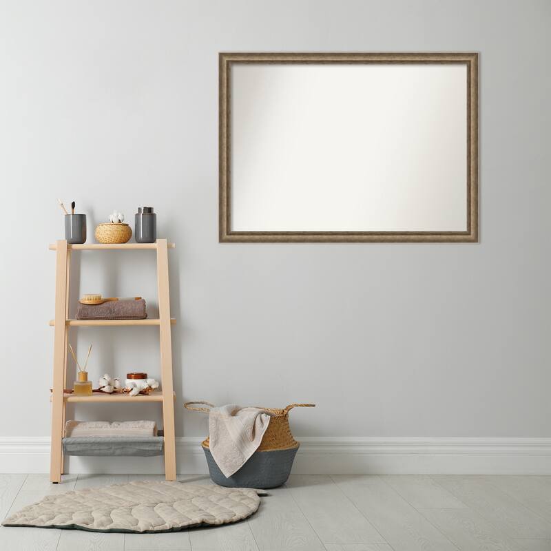 Angled Non-Beveled Wood Framed Bathroom Vanity Wall Mirror