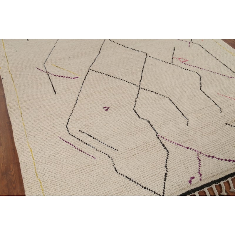 Moroccan Abstract Rug Hand-Knotted Contemporary Wool Carpet - 6'0"x 12'9"