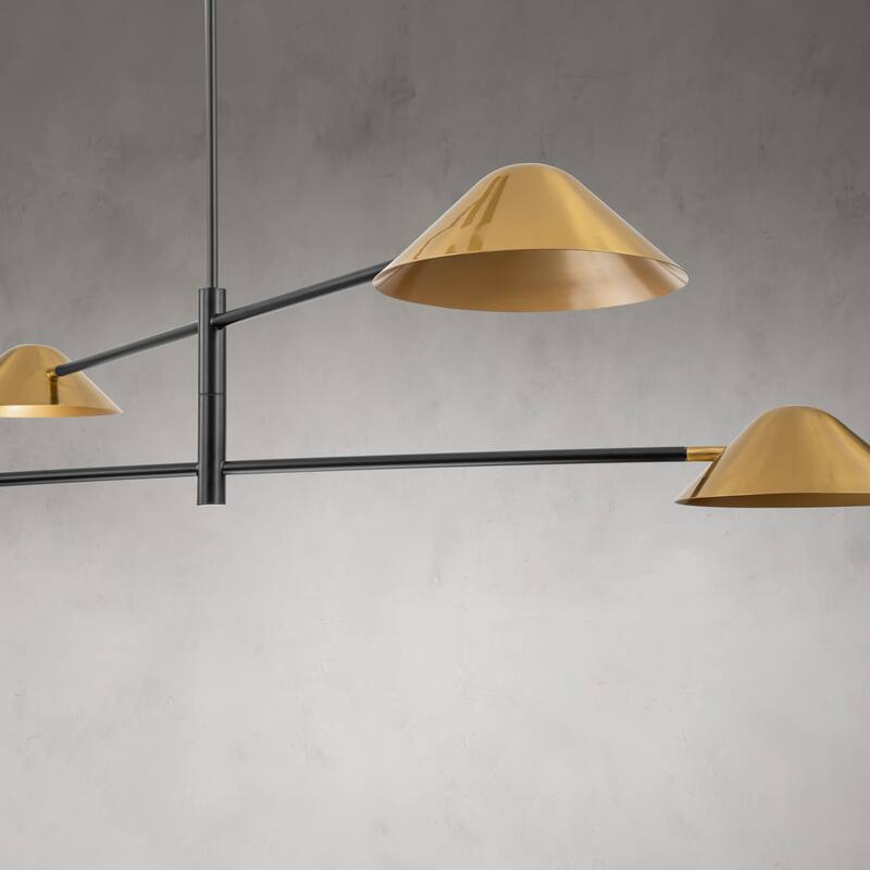 Rennnsan 4-Light Modern Industrial Linear Sputnik Gold Chandelier for Dining Room