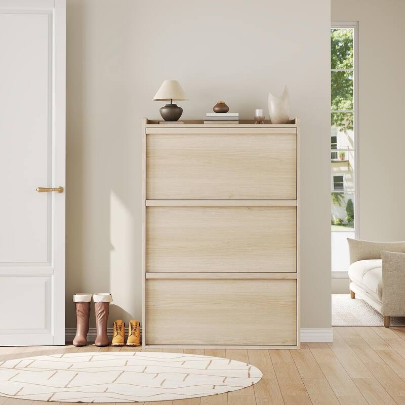 Drawer Wooden Shoe Cabinet with Adjustable Shelves