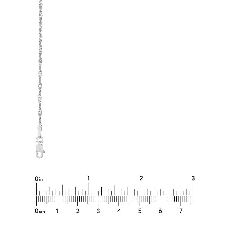 Curata 14k White Gold Singapore Chain Necklace 1.7mm (Lobster)