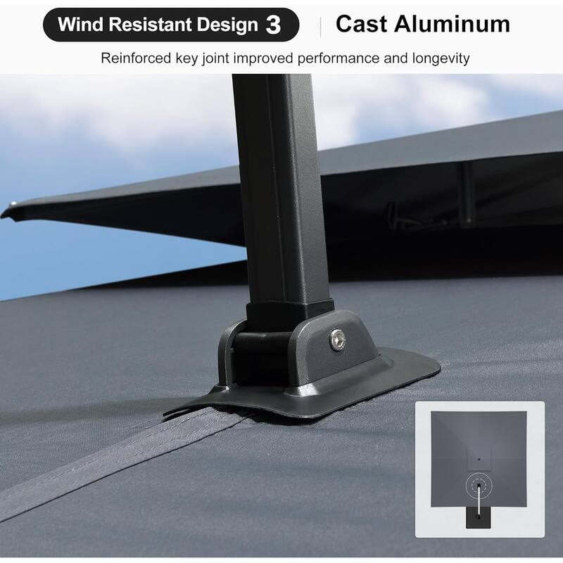 PURPLE LEAF Luxurious Design Square Patio Cantilever Umbrellas with Base UV50+ Fade Resistant