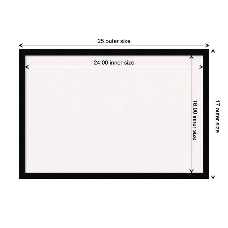 Svelte Wood Framed White Corkboard Bulletin Board - Svelte Noir Black - Board Size 24x16