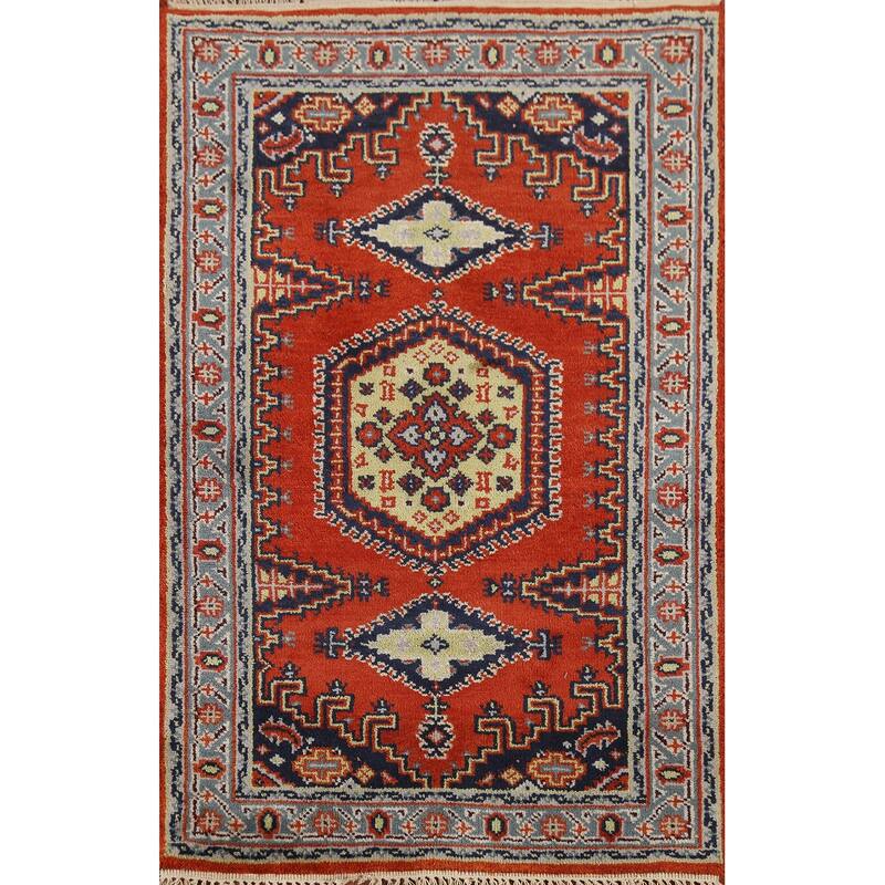 Orange Viss Indian Accent Rug Handmade Wool Carpet - 3'0"x 5'0"