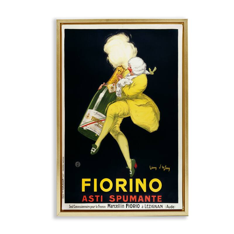 Stupell Vintage Fiorno Wine Framed Floater Canvas Wall Art Design By Marcus Jules - 17 x 25 - Gold