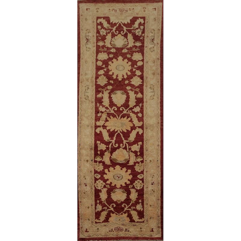 Hand Knotted Oriental 100% Wool Carpet Traditional Floral Red Peshawar Runner Rug - 8' 3'' X 2' 6''
