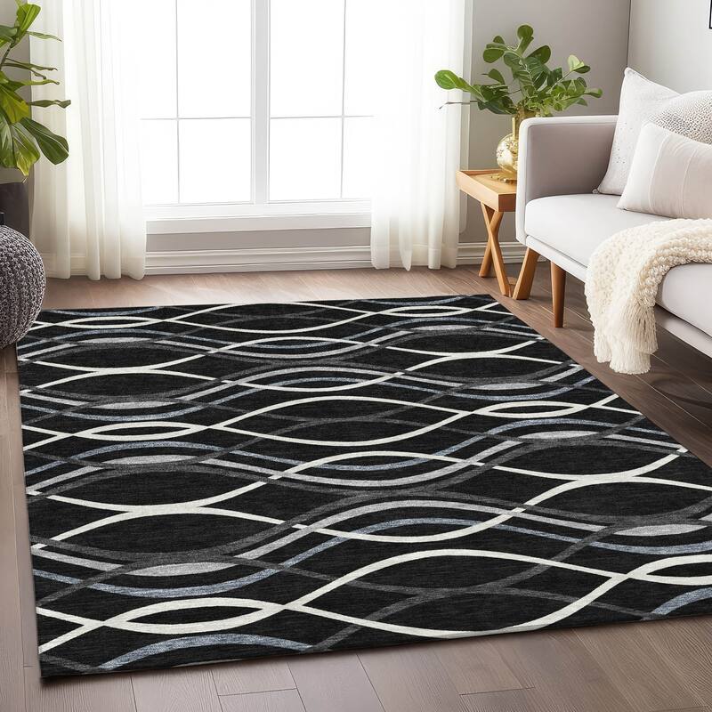 Premium Washable Super Soft Contemporary Dickerson Mayfield Rug - Black - 8' x 10'