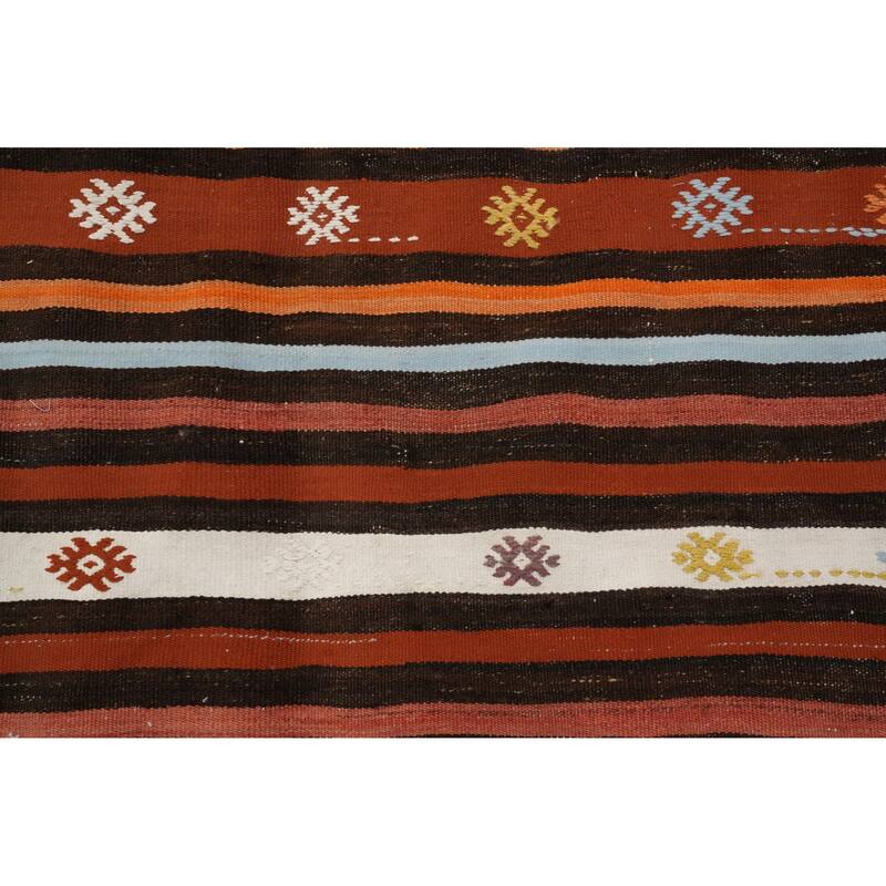Hand Woven Oriental 100% Wool Carpet Southwestern Tribal Oranges & Rust Kilim Area Rug - 8' 2'' X 5' 10''