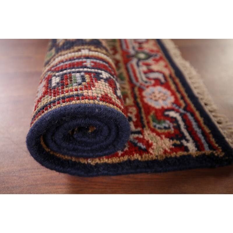 Navy Blue Heriz Serapi Indian Accent Rug Handmade Wool Carpet - 2'0" x 3'0"