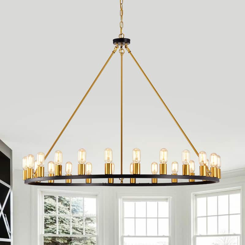 The Gray Barn Liam 48-inch Round Wagon Wheel 24-light Chandelier