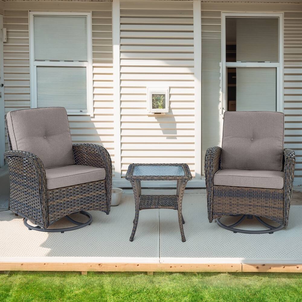 Pocassy Patio Swivel Rocker Chairs with Side Table