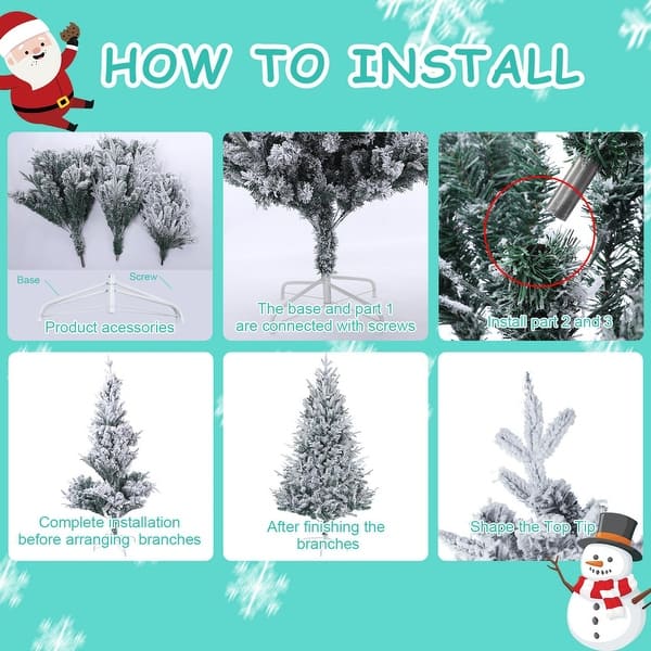 Artificial Christmas Tree White Snow Covered Xmas Decorations Decor With Stand Bed Bath