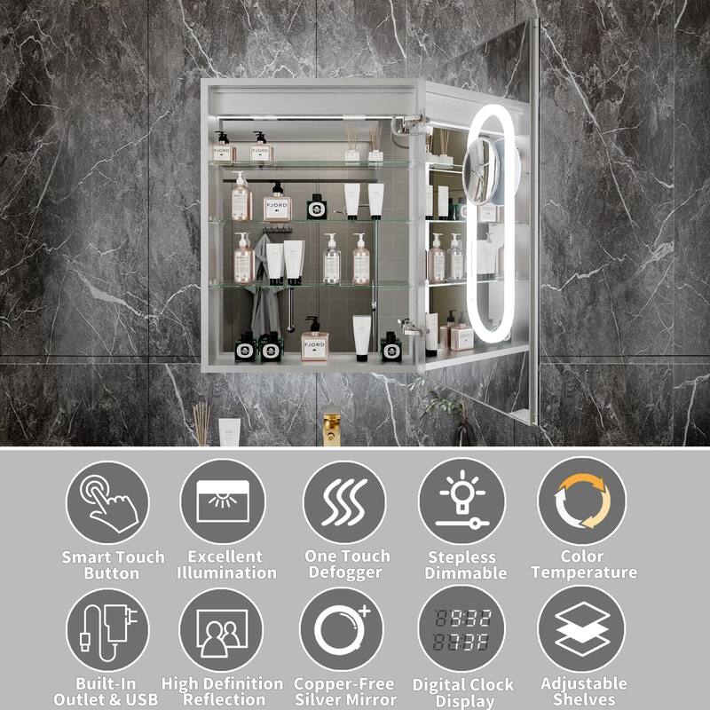 Modland 24"x32" Lighted Medicine Cabinet with Anti-Fog Mirror & Blum Hinge