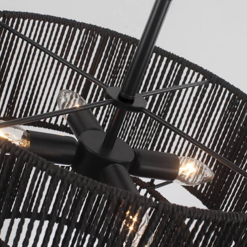 Starsky 4-Light 2-Tier Rattan Semi Flush Mount Ceiling Light
