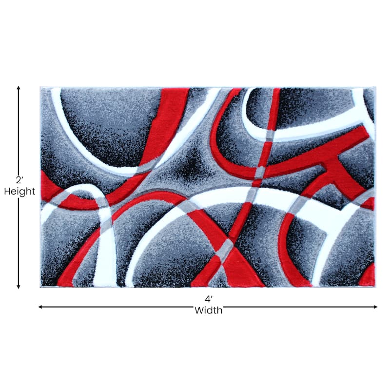 Modern Ribboned Design High-Low Pile Abstract Area Rug