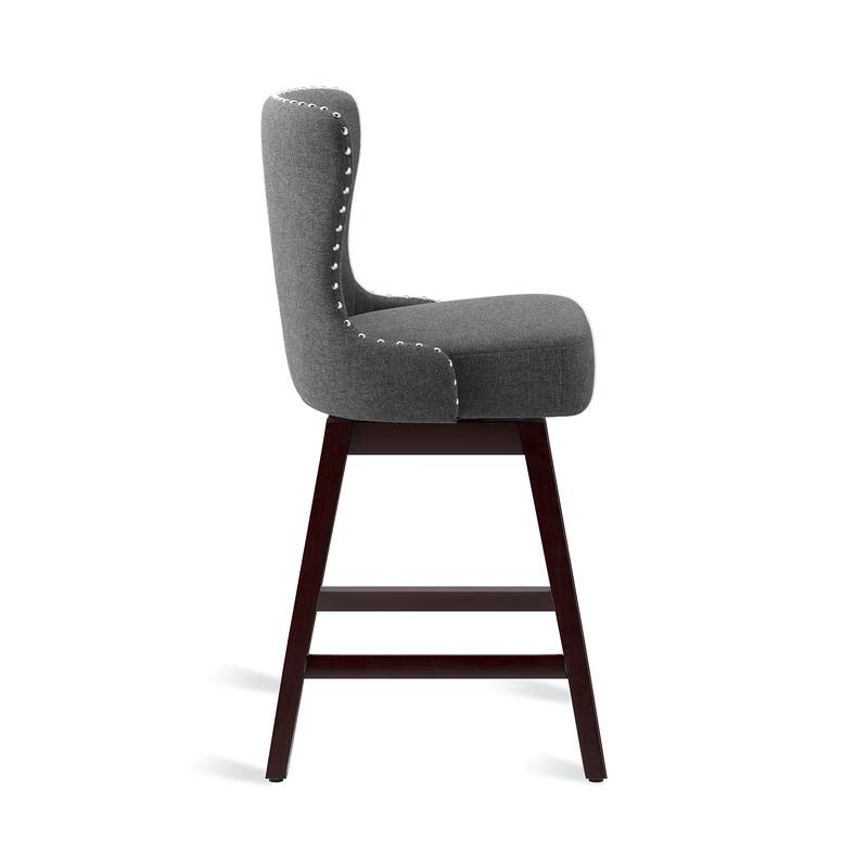 26 in. Mid-Century Modern Counter Stools Faux Leather/Fabric Upholstered Swivel Bar Stools for Island （Set of 4）