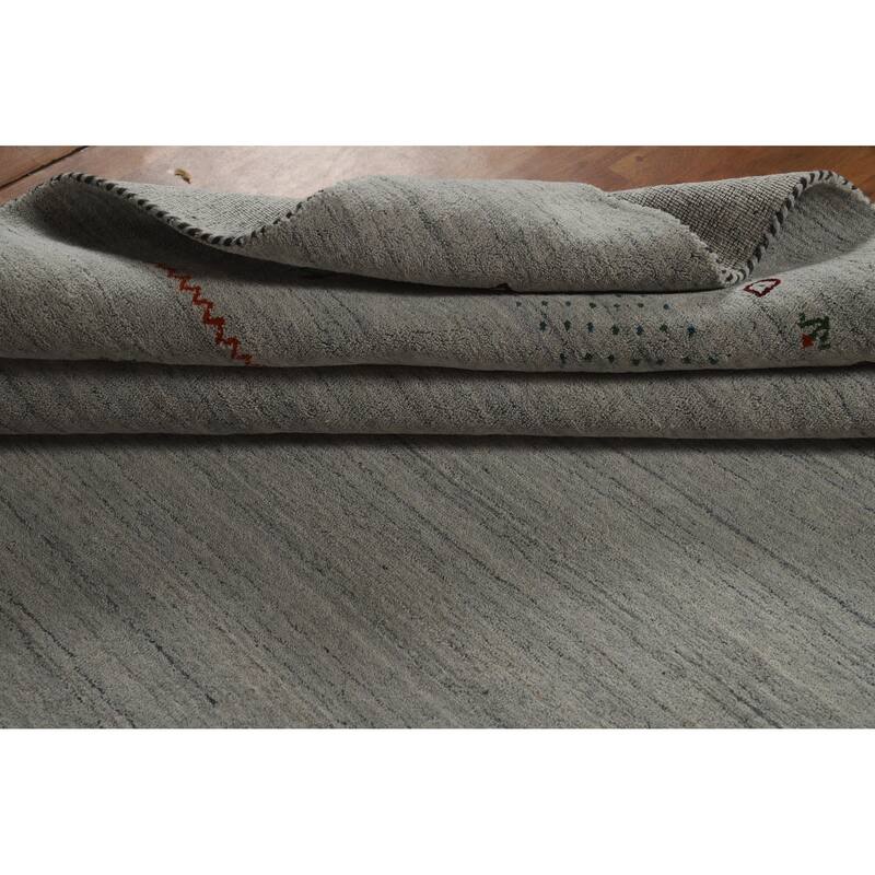 Hand Knotted Oriental 100% Wool Carpet Tribal Tribal Greys & Charcoal Gabbeh Area Rug - 9' 9'' X 8' 0''