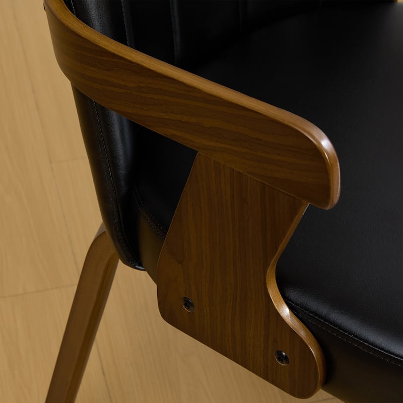 Mid-century Modern Upholstered Dining Chairs Bentwood Side Chairs with Armrests - 34.3"H x 19.9"W x 22.1"D