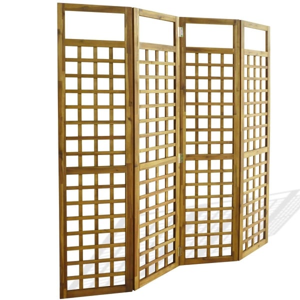 vidaXL Solid Acacia Wood 4-Panel Room Divider