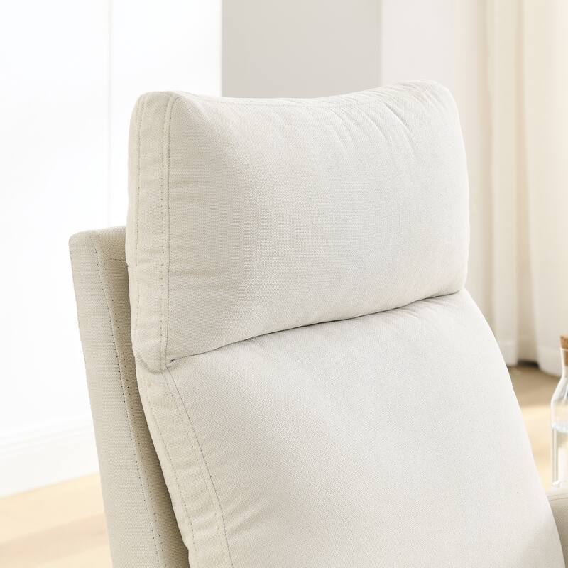 Wooden Base Glider Rocking Chair, Upholstered Nursery Rocker Chair with High Backres, Living Room Bedroom Lounge Chair Armchair