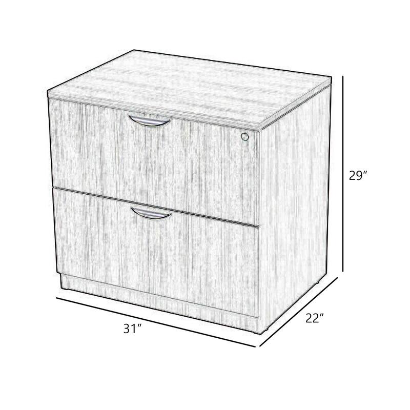Tia Lateral File Cabinet, 31 Inch, 2 Drawers w Lock, Mocha Brown Wood