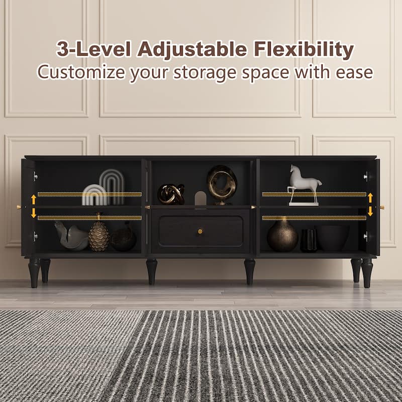 67" Mid-Century TV Stand for TVs up to 75", Black