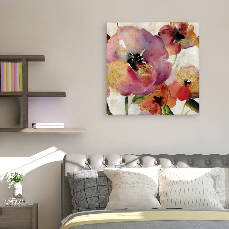 Gold Poppy Punch I Square by Carol Robinson Canvas Art Print